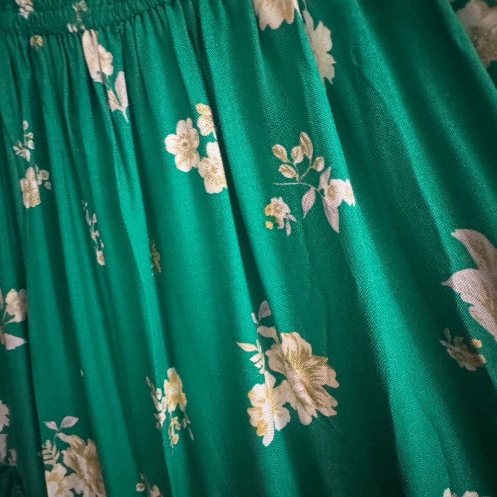 Puff Sleeve Green Midi Dress - Picture 3 of 4